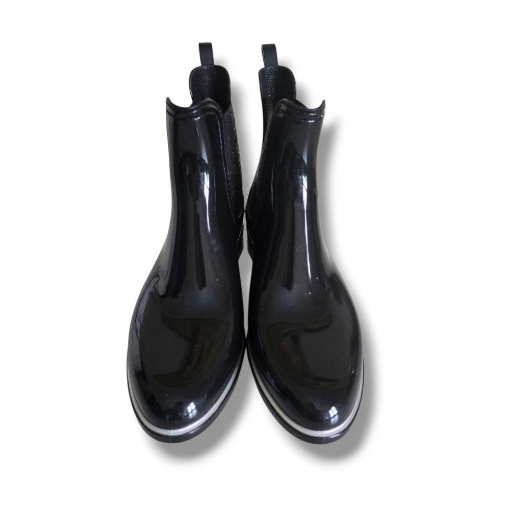 Like New 🩶🖤 Lemon Jelly Sardenha Wellington Black Rubber Glossy Glitter Boots - Picture 3 of 16